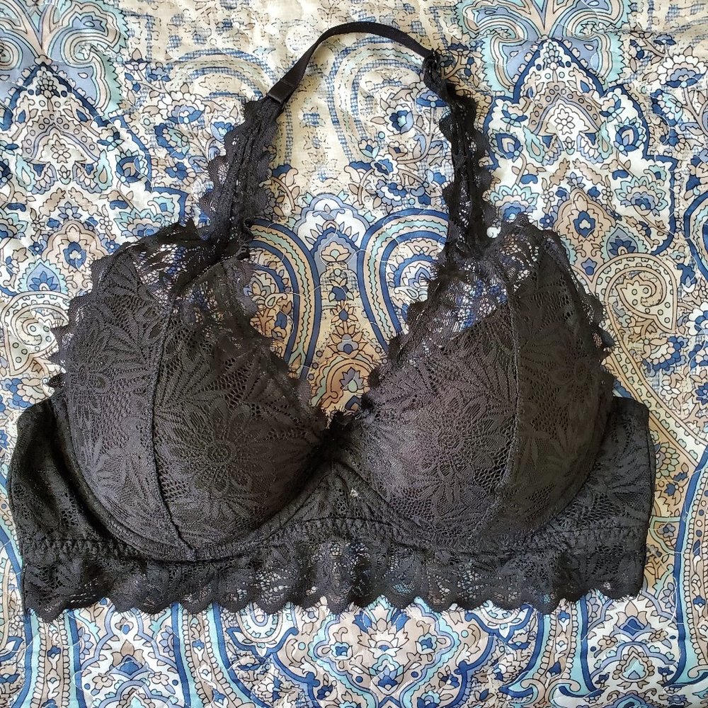 Beautiful Black VS PINK Lacy Halter Bra 36D